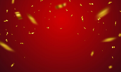 Wall Mural - confetti gold celebration background template with ribbons. luxury greeting rich card.
