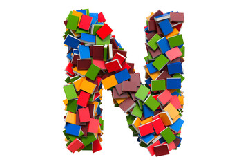 Wall Mural - Letter N from colored books. 3D rendering