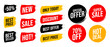 © vectorplus - Set discount label with advertising text on brush stripe and circle. Vector illustration.