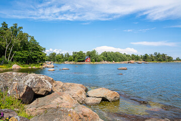 Coastal view of Pihlajasaari island and Gulf of Finland, Helsinki, Finland