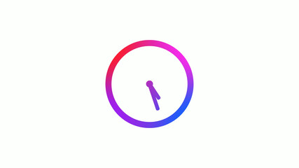 New 4 color gradient 12 hours clock icon on white background