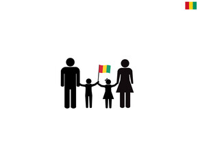 Wall Mural - Guinean family with Guinea national flag, we love Guinea concept, sign symbol background, vector illustration.