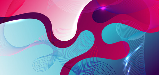 Wall Mural - abstract fluid shape blue and pink gradient background with wave line element.
