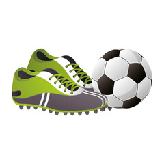 Sticker - soccer sport balloon football with shoes equipment