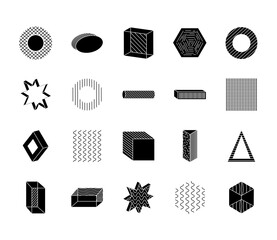 Poster - triangles and geometric shapes icon set, silhouette style