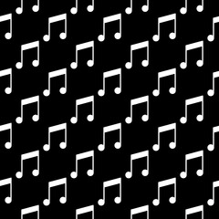 Wall Mural - White Musical Note vector minimal seamless pattern on dark background