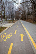 © EdVal - Two-way bicycle lane in the city. Traffic Sign: Bicycle Symbol On A Asphalt Bikeway