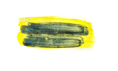 Wall Mural - yellow black brush stroke with watercolor isolated on white background