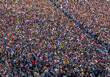 large crowd of people at a rock concert selective focus, blurred image