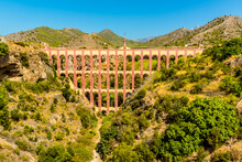 The Majestic, Four Storey, Eagle Aqueduct That Spans The Ravine Of Cazadores Near Nerja, Spain In The Summertime
