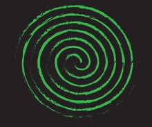 A Green Spiral On Black Background. The Spiral Is Faded And Made To Look Mystical, Magical, Or Spell-like. 