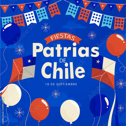 Fotografía Fiestas Patrias - National Holidays spanish text, Independence day of Chile