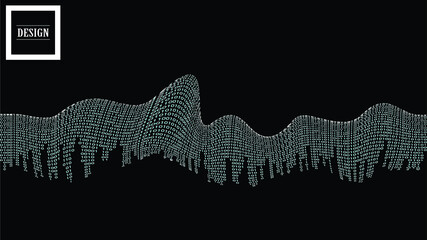 Big data futuristic design . Digital visualization . Particles stream . Binary background . Technology information concept . Vector
