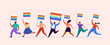 © Marina Zlochin - Gay Pride concept illustration. Group of people marching, men and women walking with rainbow flags. Parade to support gay rights