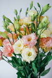 Lisianthus bouquet on white background 