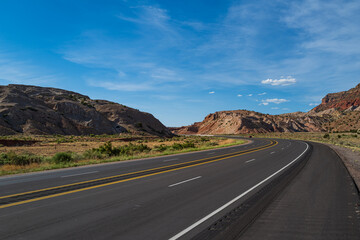 Wall Mural - Panoramic picture of a scenic road, USA.