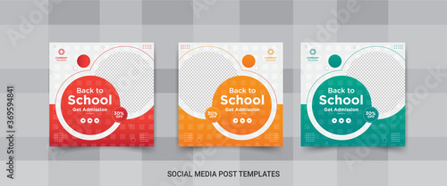 Fotografía Back to school and get admission social media post banner design template