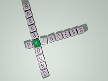 Crosswords Of PRINCESS BACKGROUND Arranged By Cubic Letters On A Mirror Floor, Concept Meaning And Presentation. Illustration And Girl
