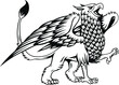 Griffin with retro style. Mythology creature with eagle head and lion body and eagle wings