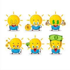 Wall Mural - Lamp ideas cartoon character with cute emoticon bring money