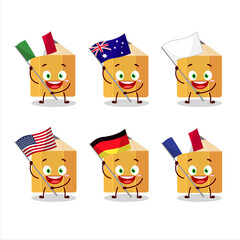 Sticker - Pencil cartoon character bring the flags of various countries