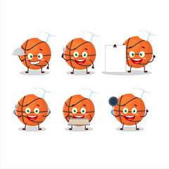 Wall Mural - Cartoon character of basket ball with various chef emoticons