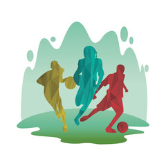 Sticker - group of athletic people practicing sports silhouettes