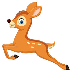 Sticker - Cute baby deer cartoon jumping