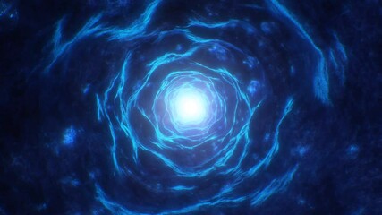 endless neon blue glowing tunnel of futuristic energy waves flow - 4k seamless loop motion backgroun