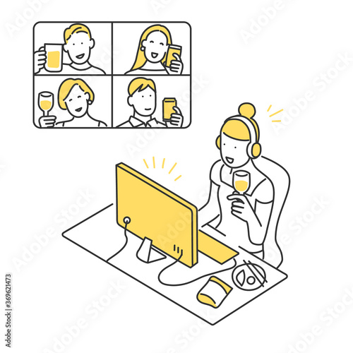 オンライン飲み会をする女性のイラスト素材 Vector De Stock Adobe Stock オンライン飲み会をする女性のイラスト素材 Vector De Stock Adobe Stock