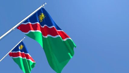 3D rendering of the national flag of Namibia waving in the wind