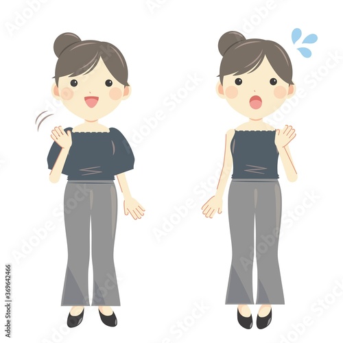 手を振る女性 焦る女性 全身 夏服 半袖 キャミソール Buy This Stock Vector And Explore Similar Vectors At Adobe Stock Adobe Stock