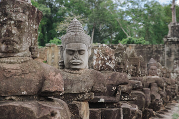 Sticker - Angkor Wat temple statues in Siem Reap, Cambodia