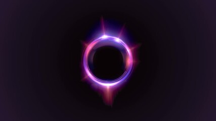 Rotating glowing ring abstract background loop animation. 3d render 4K UHD