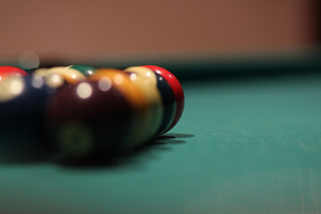 Sticker - Closeup selective focus shot of billiard balls