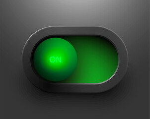 Wall Mural - black/green led light power button on. realistic vector illustration eps10