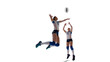© Artur Didyk - Female professional volleyball players in action on white background.