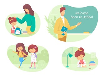 Wall Mural - Welcome back to school scenes set