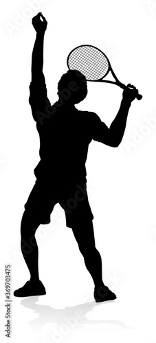 A tennis player man silhoue...