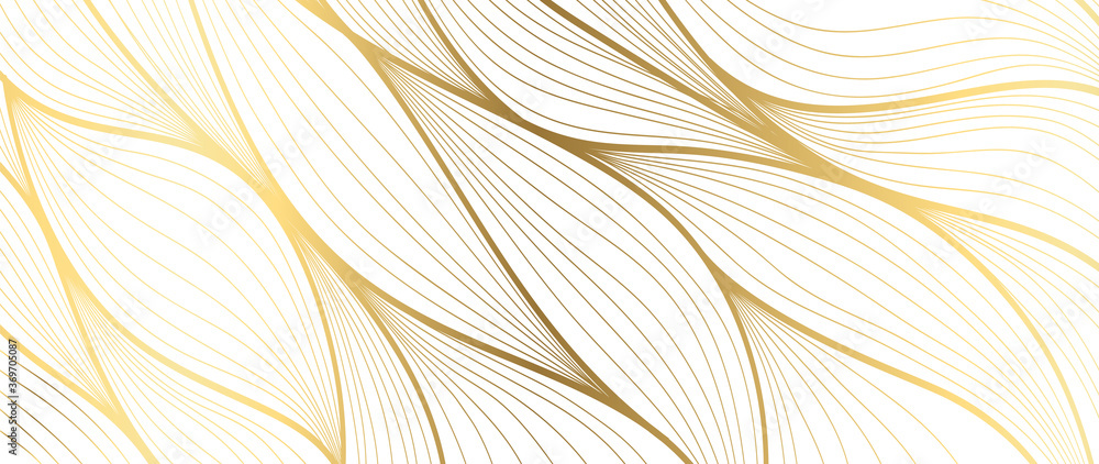 Luxury golden wallpaper. Art Deco Pattern, Vip invitation background texture for print, fabric, packaging design, invite.  Vintage vector illustration. - obrazy, fototapety, plakaty 
