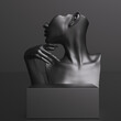 Black female mannequin bust and hand product display background for jewelry, women fashion accessories and cosmetics. 3d rendering