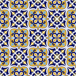 Mexican tile pattern vector seamless with mosaic motif. Sicily italian majolica, portugal azulejo, puebla talavera, venetian and spanish ceramic. Vintage background for kitchen wall or bathroom floor.