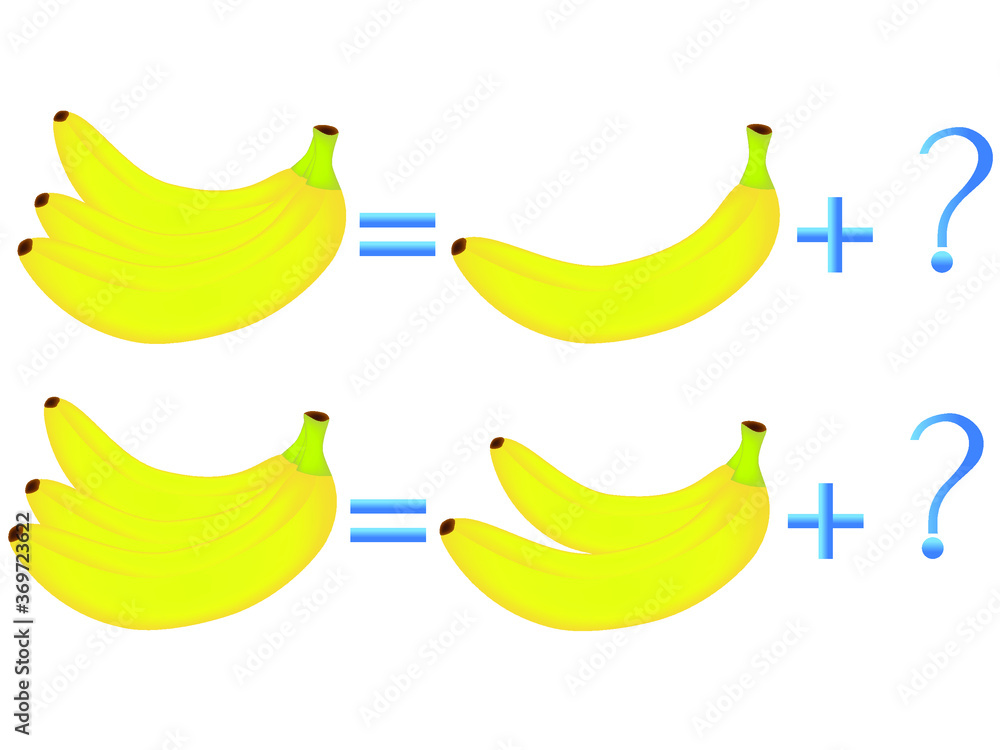 Educational games for children, on the composition of the three, example with bananas.