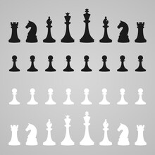 Vector Silhouettes Of A Set Of Standard Chess Pieces