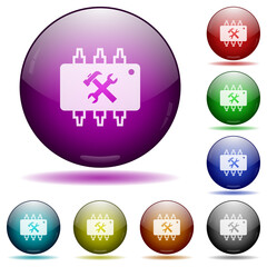 Sticker - Hardware maintenance icon in glass sphere buttons