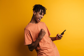 Portrait of a happy young afro american man