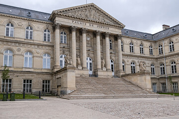 Wall Mural - AMIENS, FRANCE - MAY 26, 2019: View of Palace of Justice of Amiens. Palace of Justice (Palais de Justice, 1868 - 1880) in city center of Amiens. Somme department, Picardie, France. 