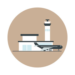 Wall Mural - airport plane control tower travel transport terminal tourism or business block and flat style icon