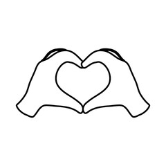 Poster - hands shaped heart love romantic flirting linear style icon