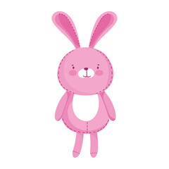 Wall Mural - kids toys cute pink rabbit cartoon isolated icon design white background
